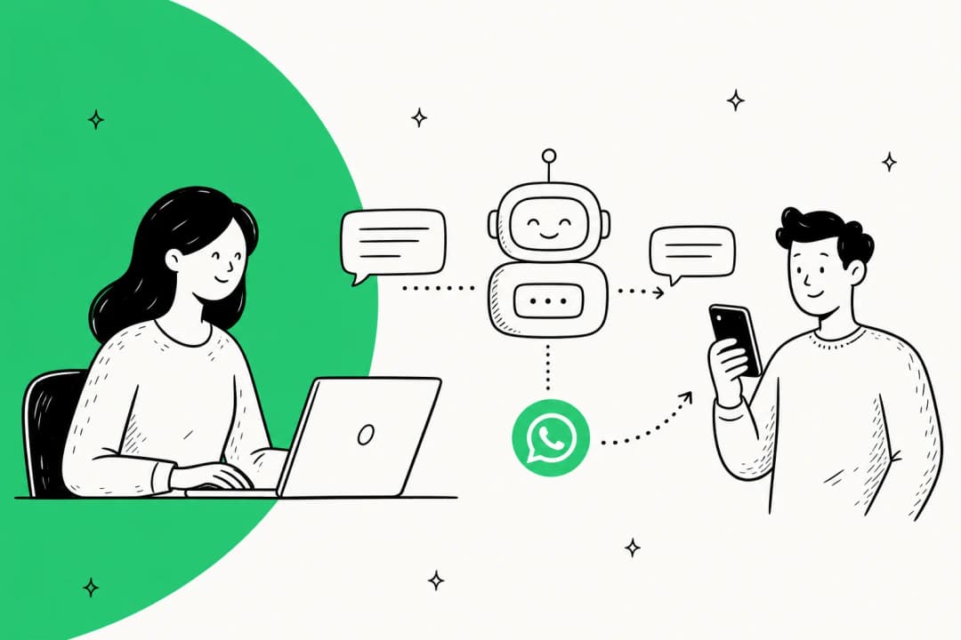 AIによるWhatsAppカスタマーサポート自動化ガイドのヒーローバナーイラスト