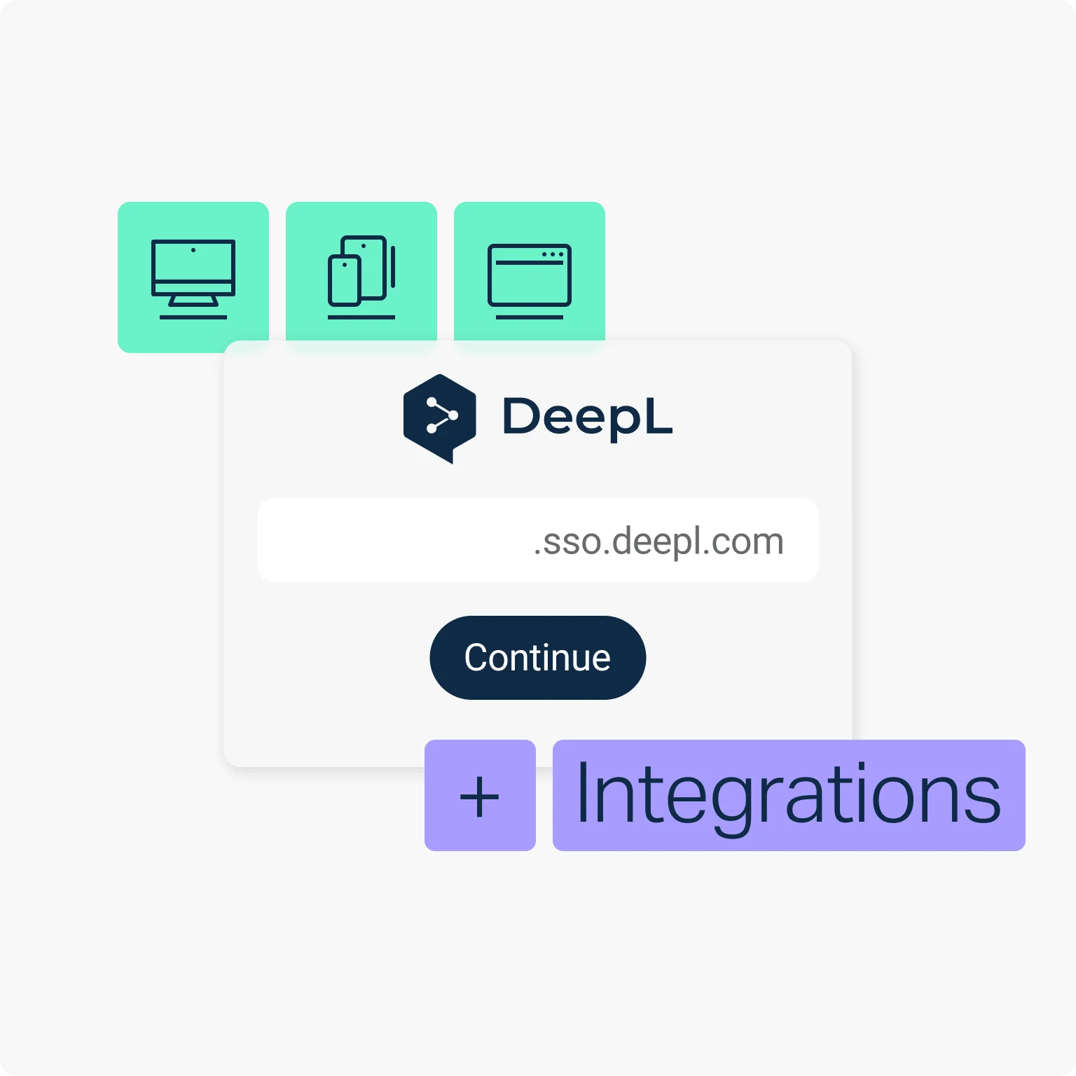 DeepLのSSOとインテグレーション設定パネル。sso.deepl.comの設定画面が表示されている