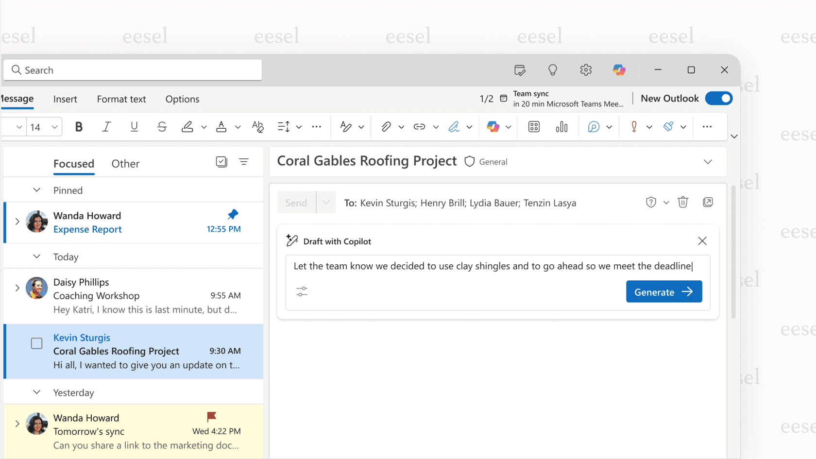 Outlookメール用AIのMicrosoft Copilot機能。