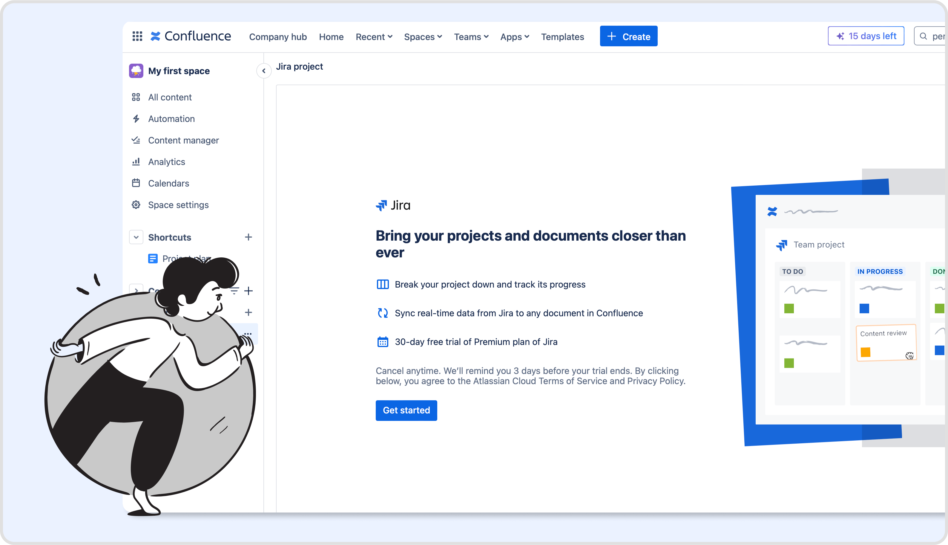 screenshot of Jira integration in Confluence