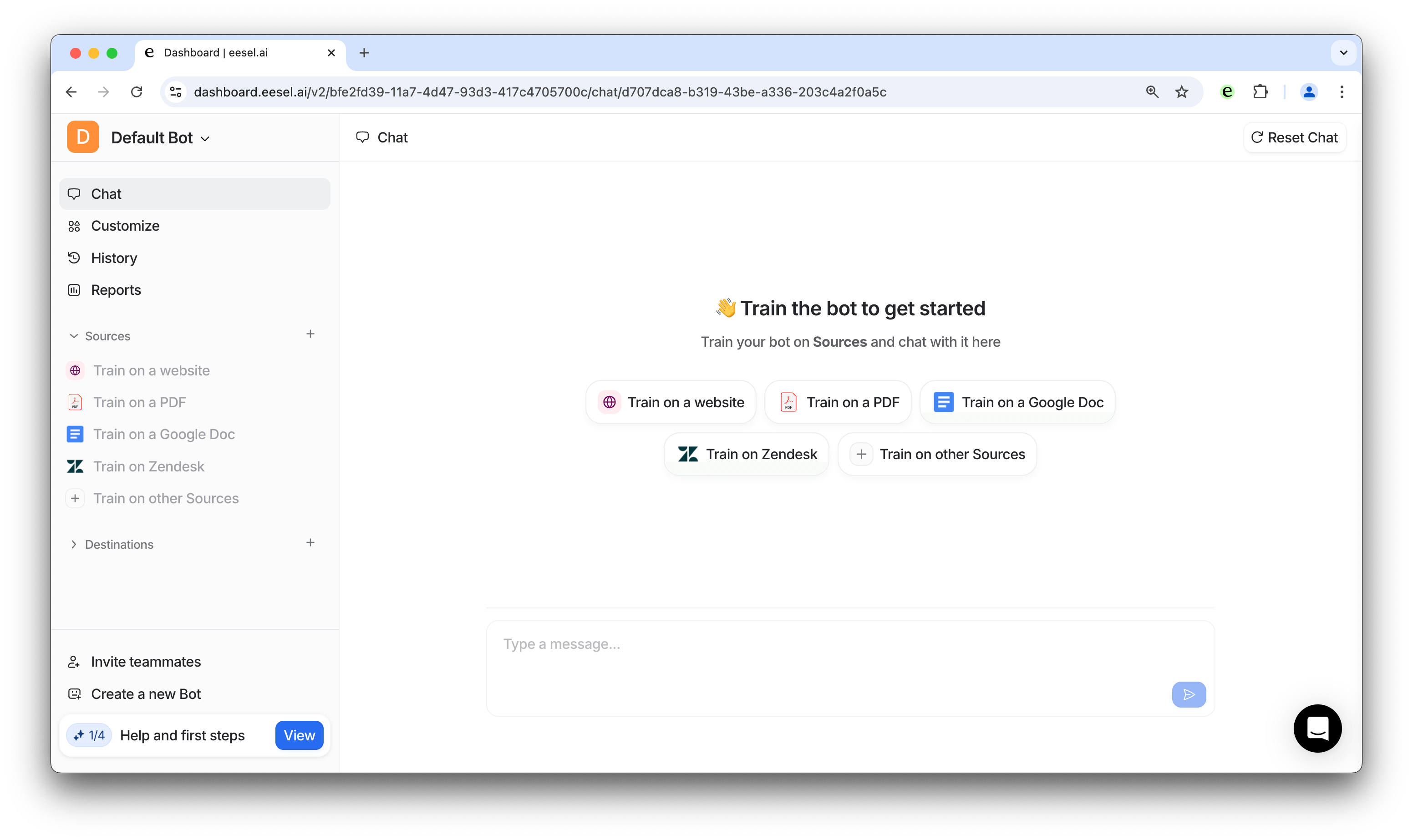 screenshot of Intercom Fin 2 set up in eesel dashboard