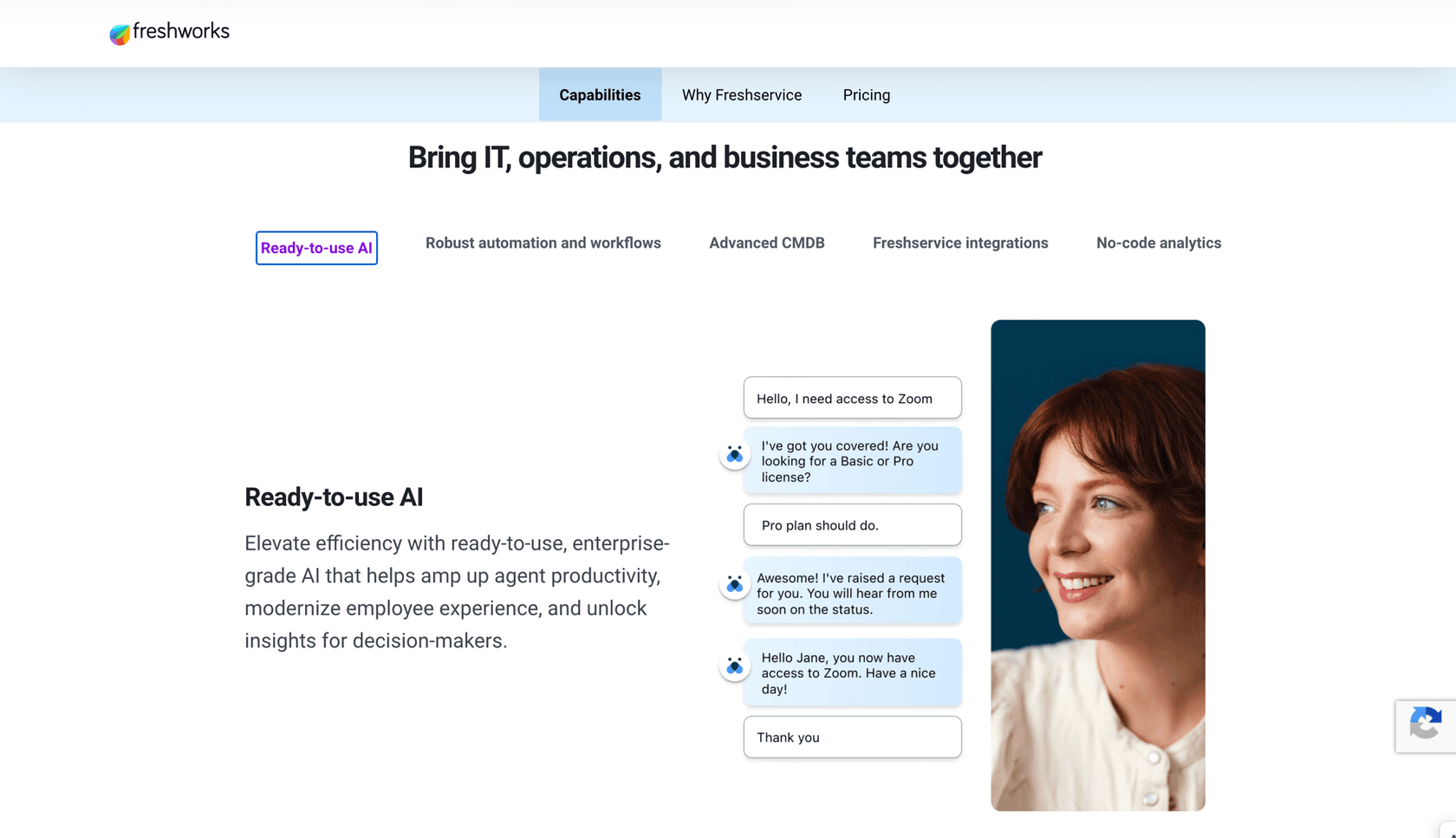 eesel AI working seamlessly with the Freshworks ecosystem to resolve tickets autonomously.