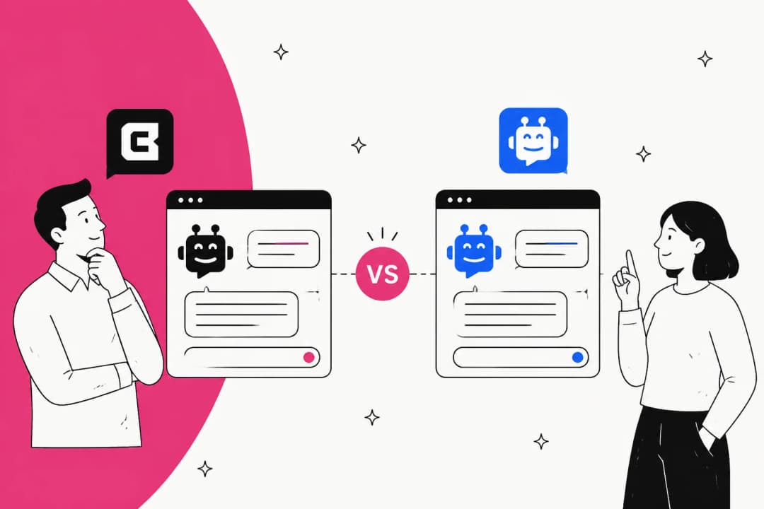 Chatbase and SiteGPT logos on two chat windows with a VS badge between them