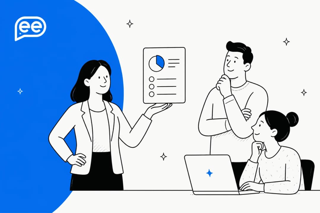 An illustration of a team reviewing an enterprise AI rate card