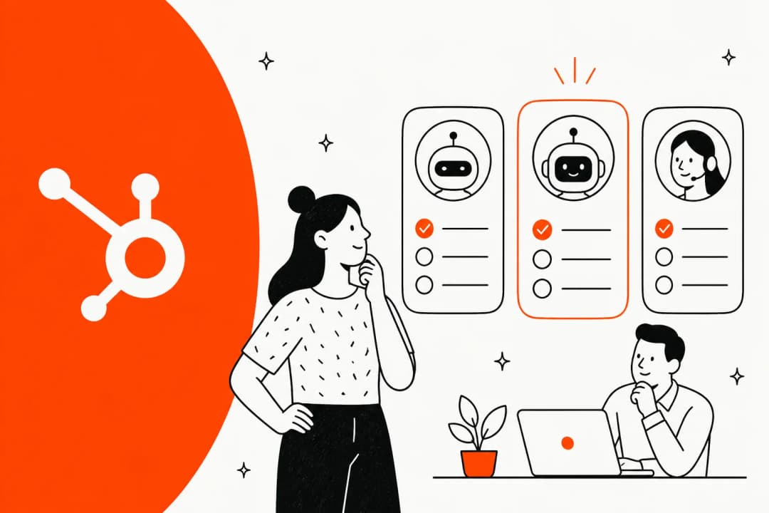 Illustration comparing HubSpot Breeze Customer Agent alternatives for customer support