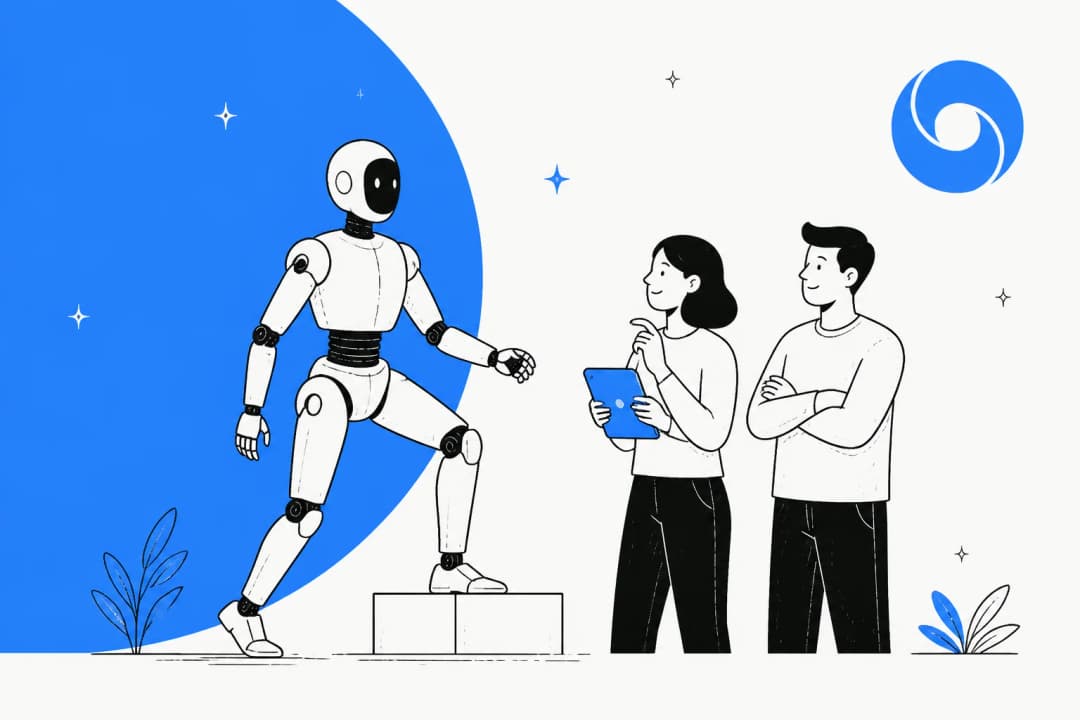 Illustration of a humanoid robot control model, representing Gemini Robotics 2