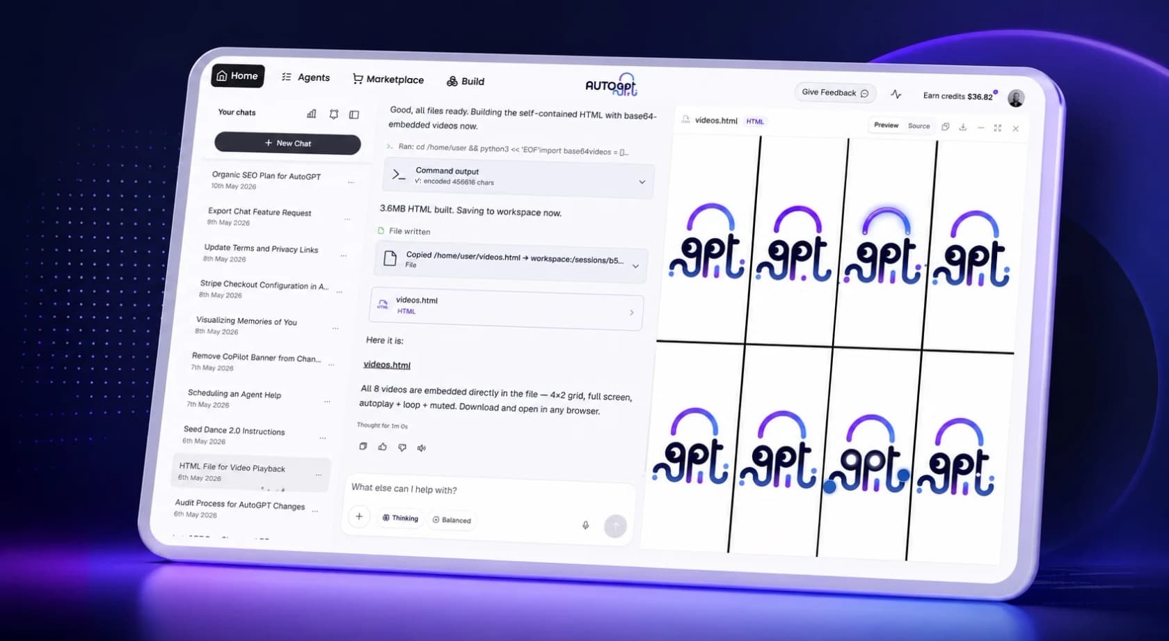 AutoGPT's AutoPilot chat interface building an agent, as taken from AutoGPT