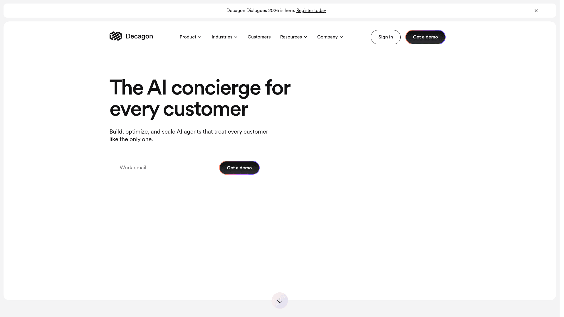 The Decagon homepage, as taken from Decagon
