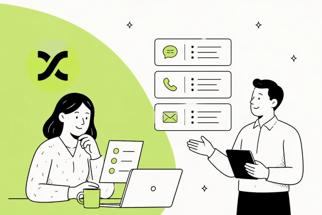 Illustration of a support team reviewing Fini AI pricing across chat, voice and email channels