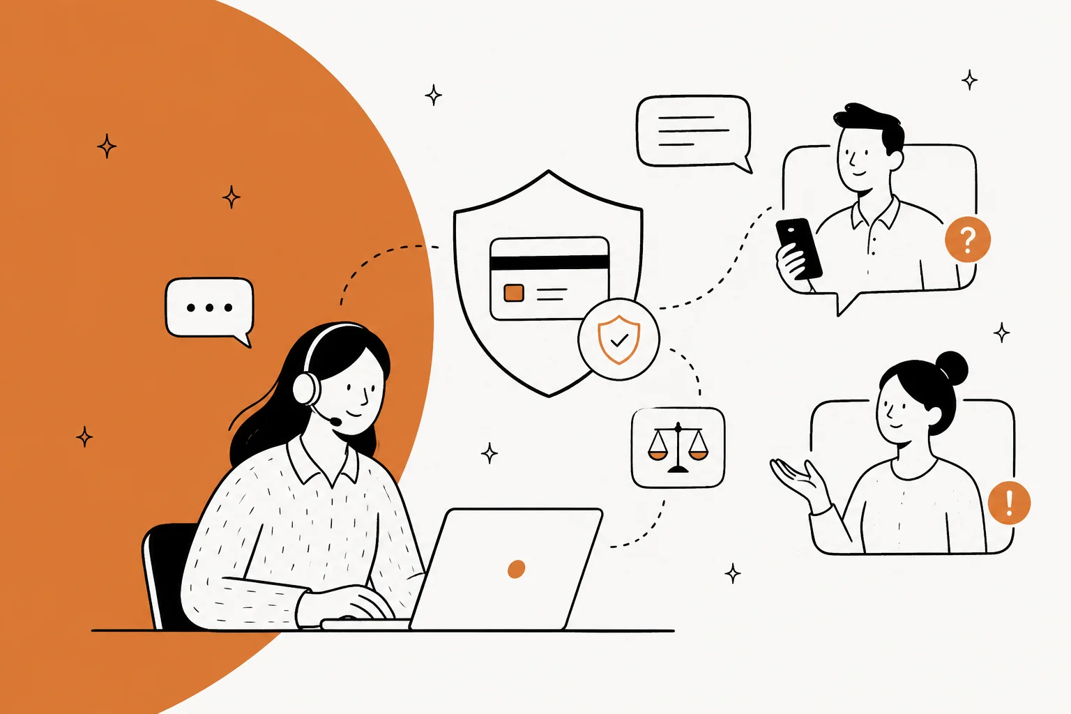 Illustrated banner for a guide on using AI to handle chargeback and payment-dispute customer inquiries