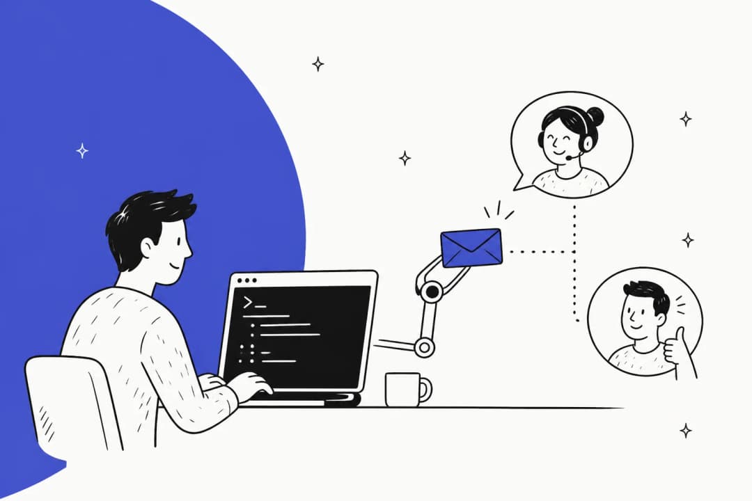 Illustrated banner for a guide on automating customer support from the command line