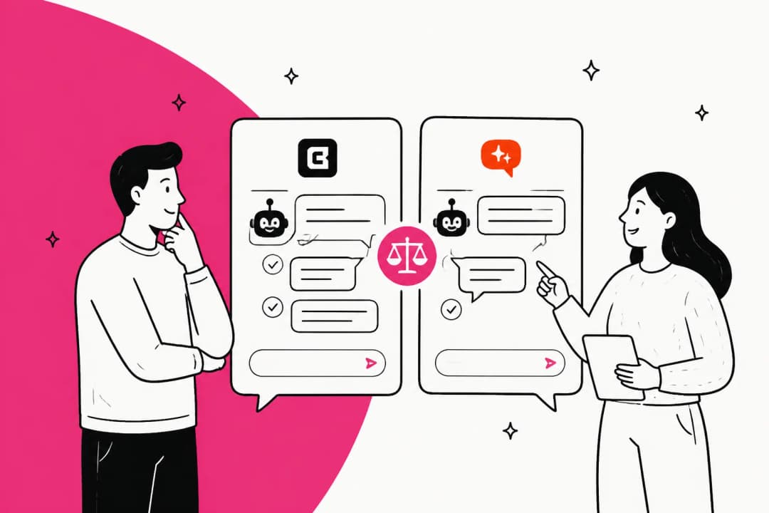 Chatbase and My AskAI logos on a magenta comparison banner