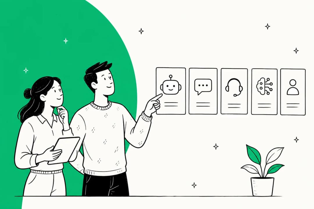 Two support teammates comparing five AI support tools side by side