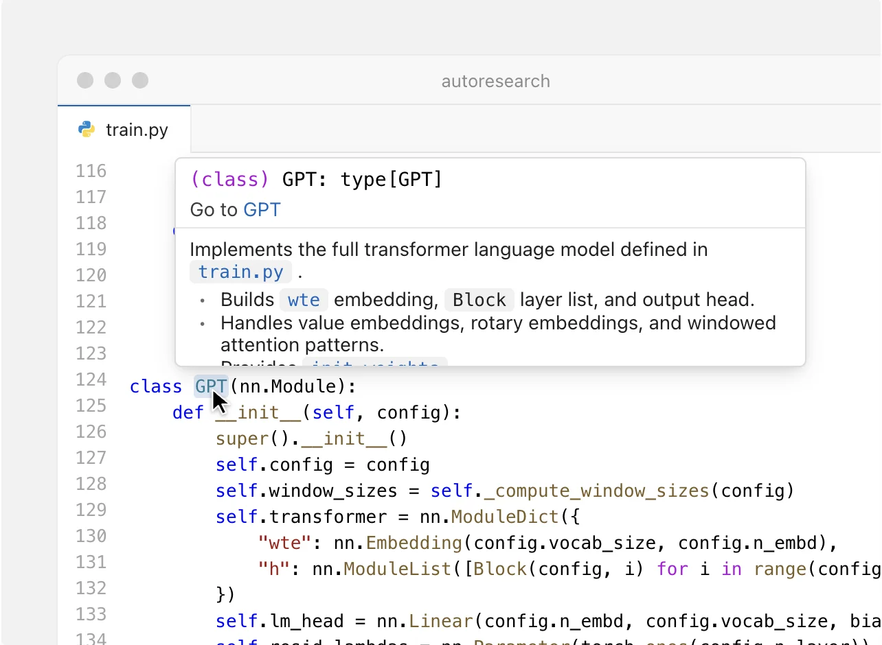 Devin Desktop file editor showing a Python file with inline type information, as taken from Devin