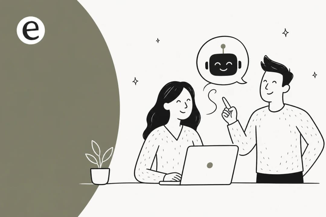 Illustration of an AI support agent speaking in a brand's voice