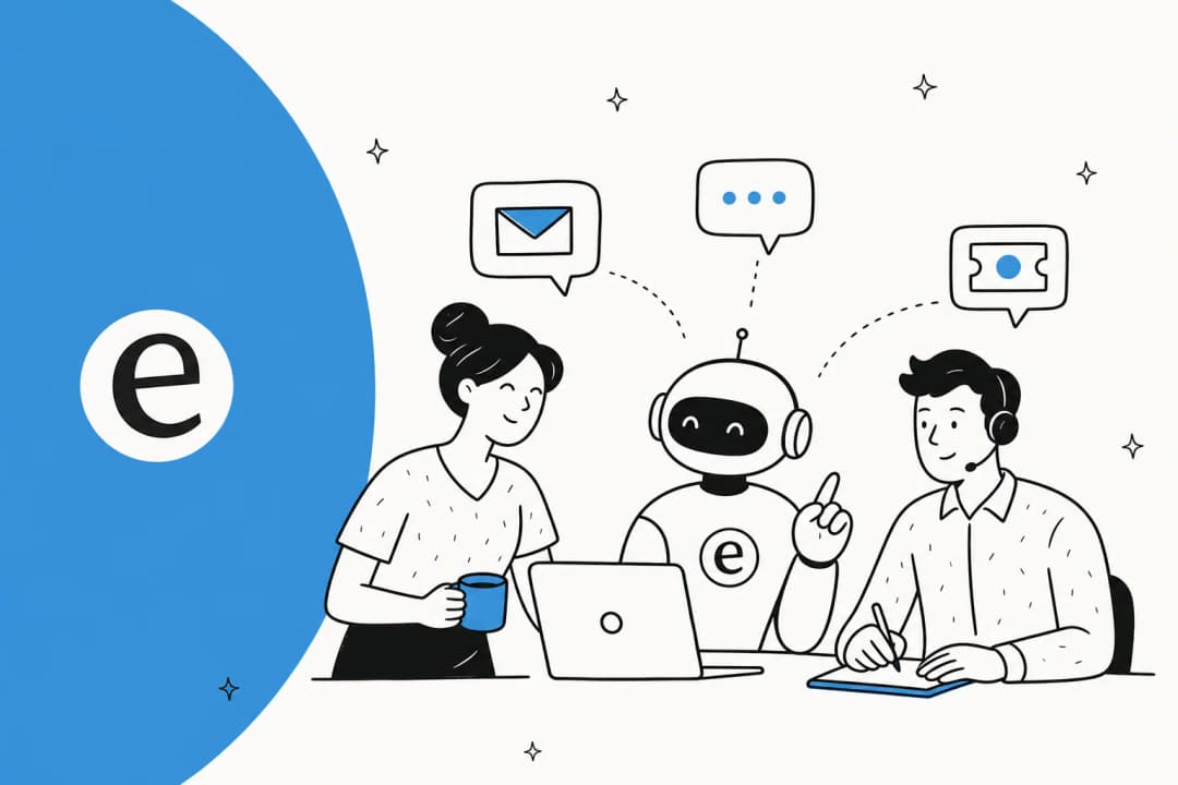 Ein KI-Teammitglied hilft einem Support-Team dabei, Kundenfragen per E-Mail, Chat und Helpdesk-Tickets zu beantworten