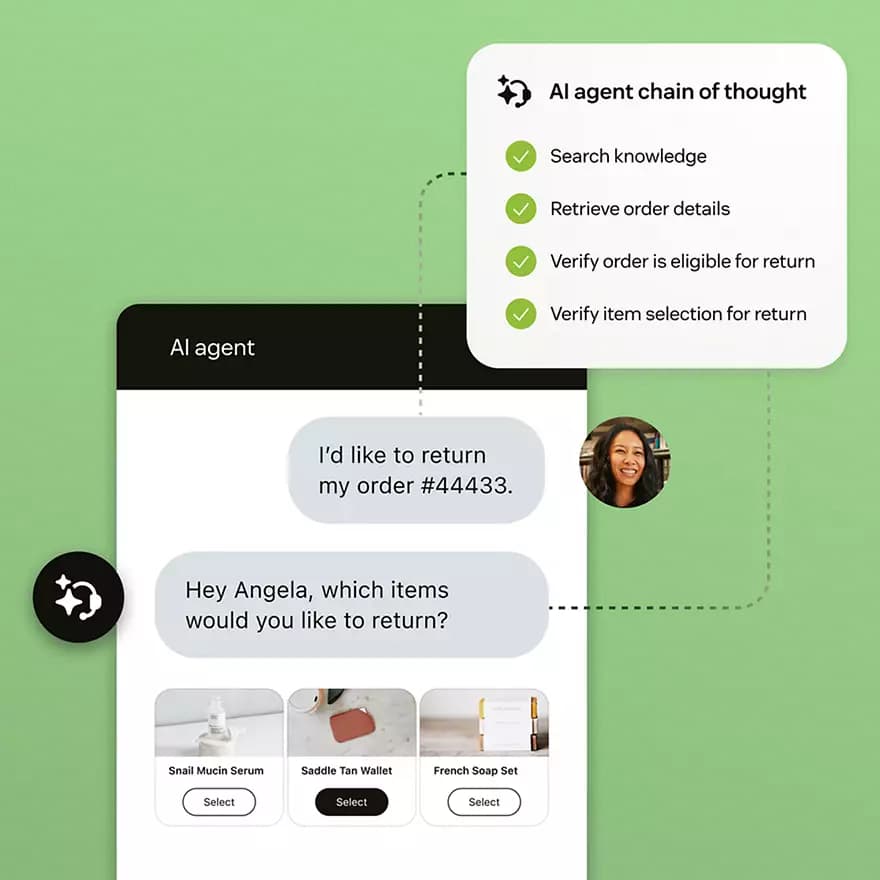 Zendesk AI support chat handling a return request, as taken from Zendesk