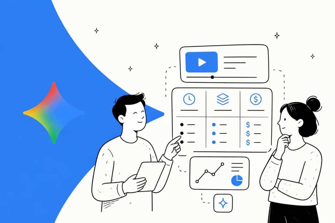 Illustration représentant la tarification à la seconde de la génération vidéo par IA de Gemini Omni Flash