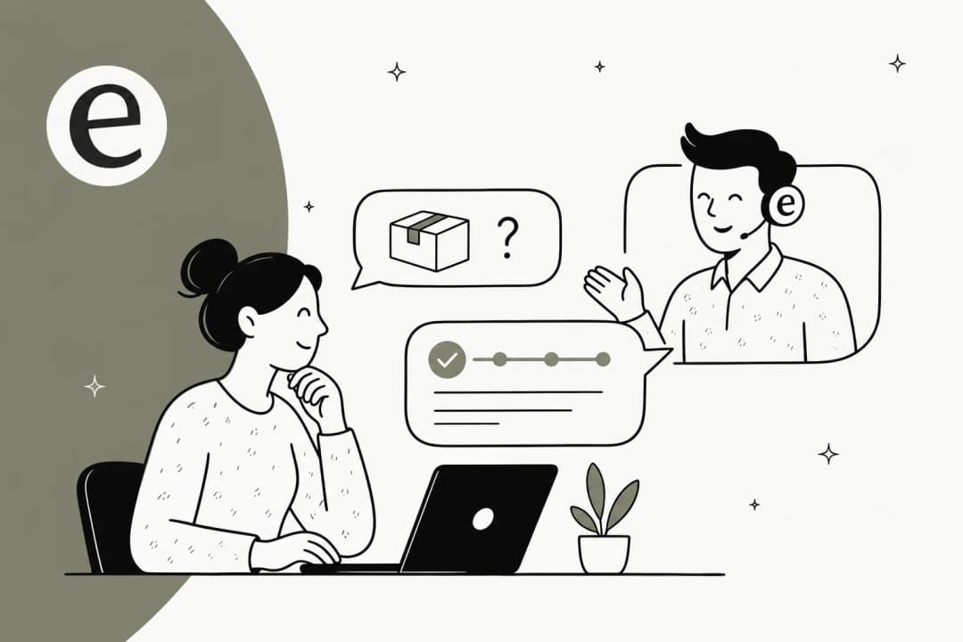 AI chatbot answering ecommerce order status questions illustration