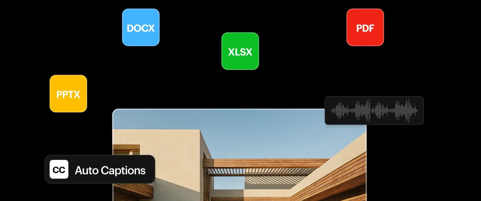 Luma Agents pulls briefs from DOCX, XLSX, PPTX, and PDF documents and turns them into auto-captioned video output, as taken from Luma