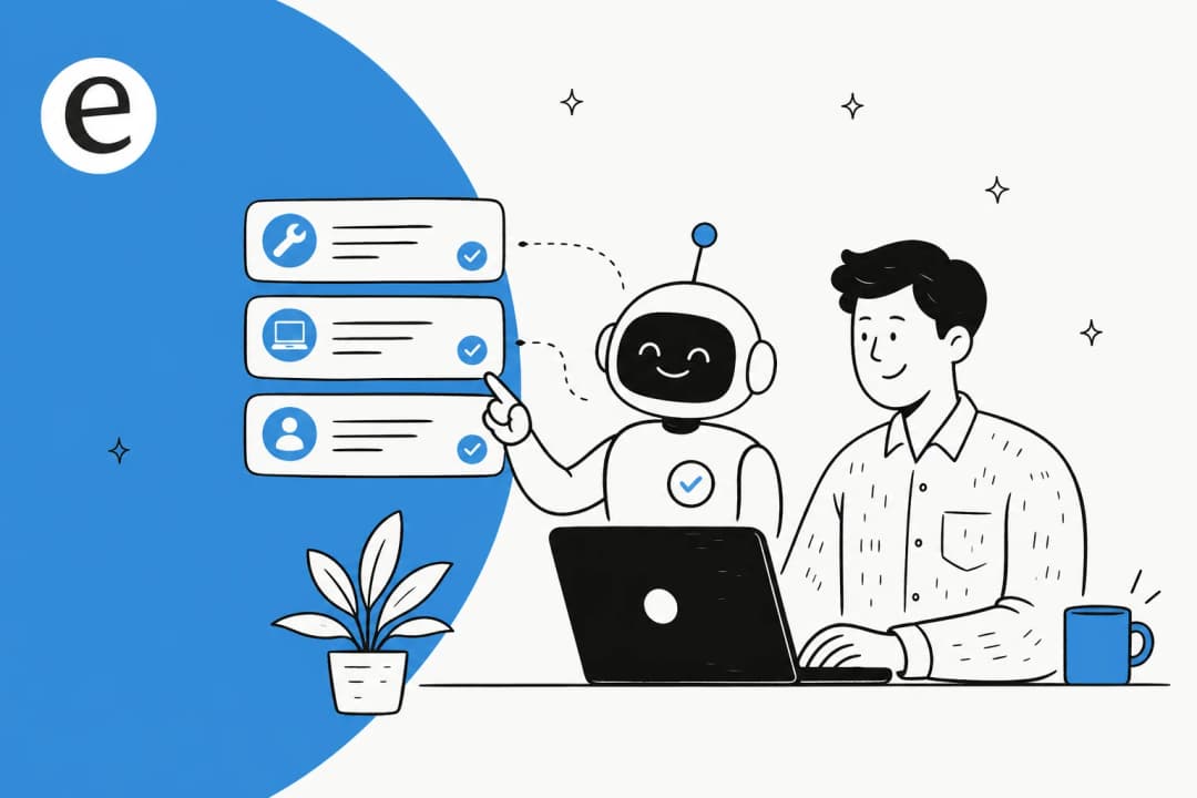 Illustration of an AI teammate resolving technical support and IT helpdesk tickets