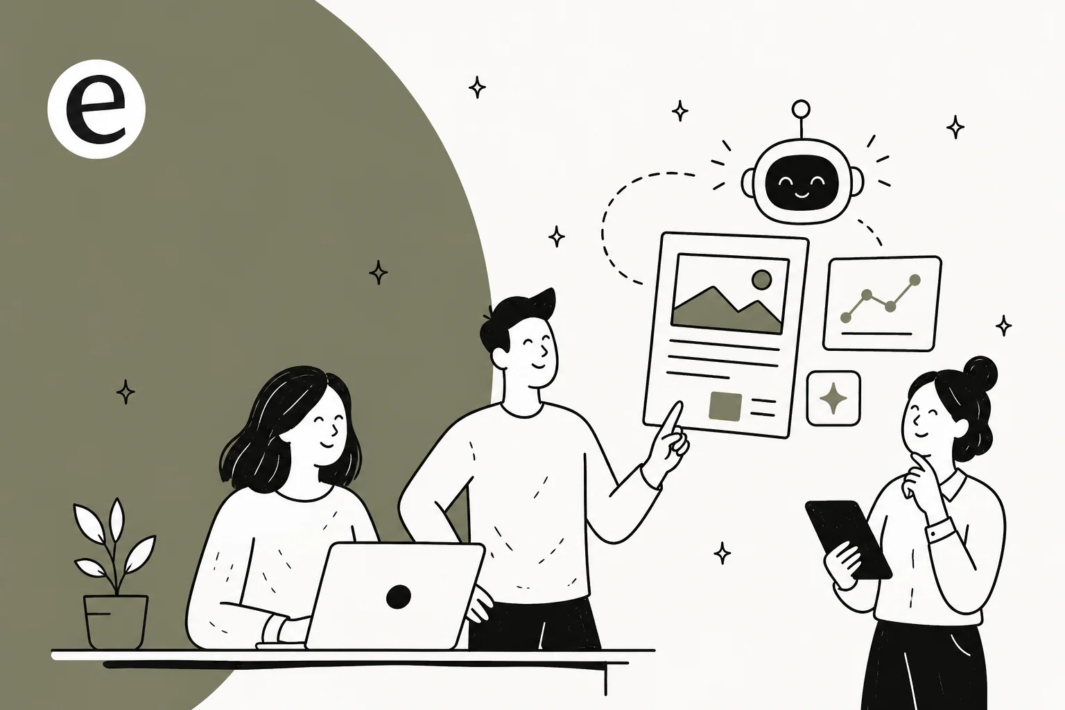 Editorial banner illustration for a 2026 roundup of the best AI SEO content generator software