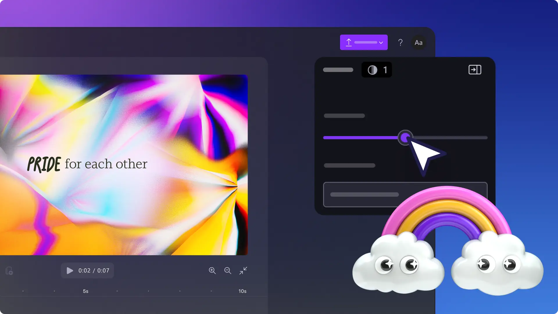A user creating a Pride Month video using Clipchamp's video editor, as taken from Clipchamp