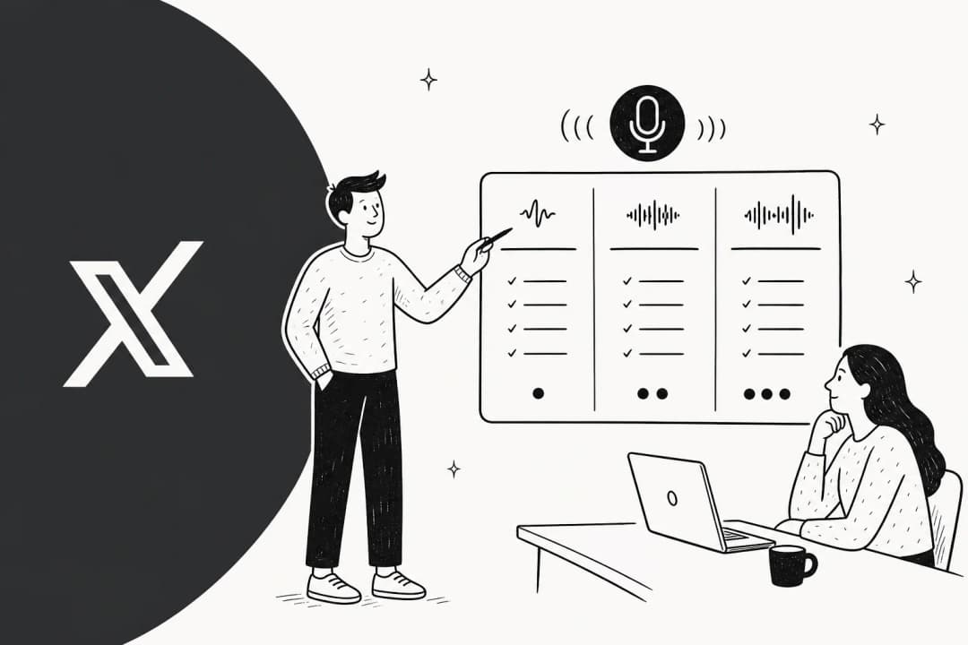 Illustration of a receipt and pricing dials for xAI's Grok Voice Agent Builder