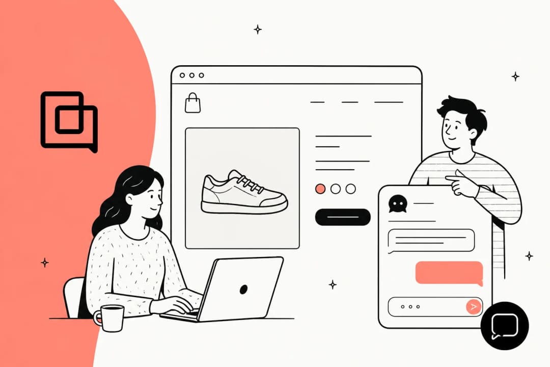 Illustration of a Gorgias live chat widget on a Shopify storefront