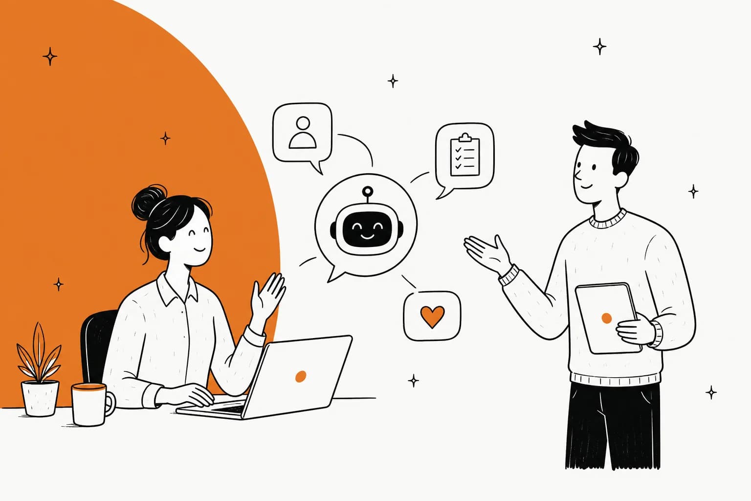 Illustration representing AI tools helping HR teams answer employee questions in 2026