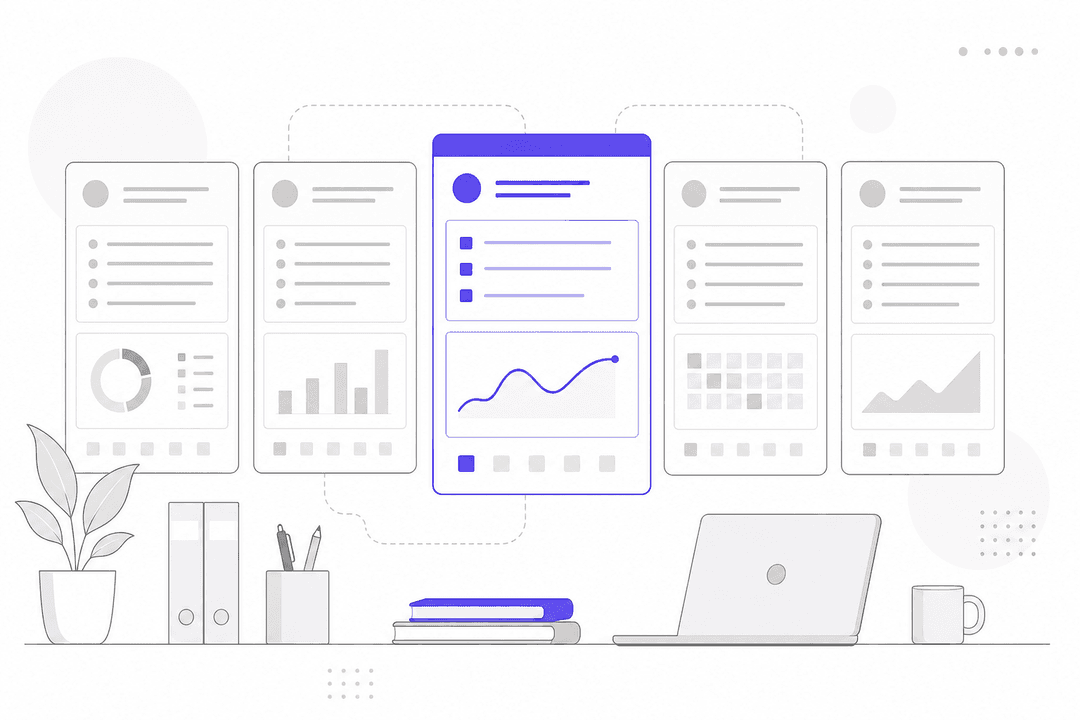 IT service management tools comparison illustration on white background