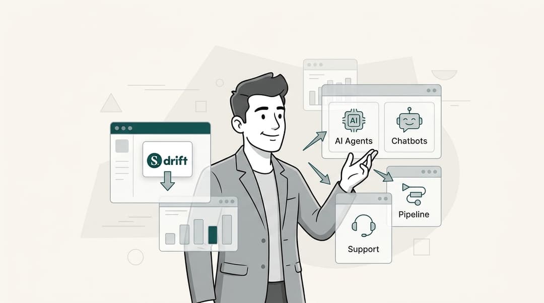 Uma comparação profissional das melhores alternativas ao Drift em 2026, mostrando agentes de IA modernos versus chatbots antigos.