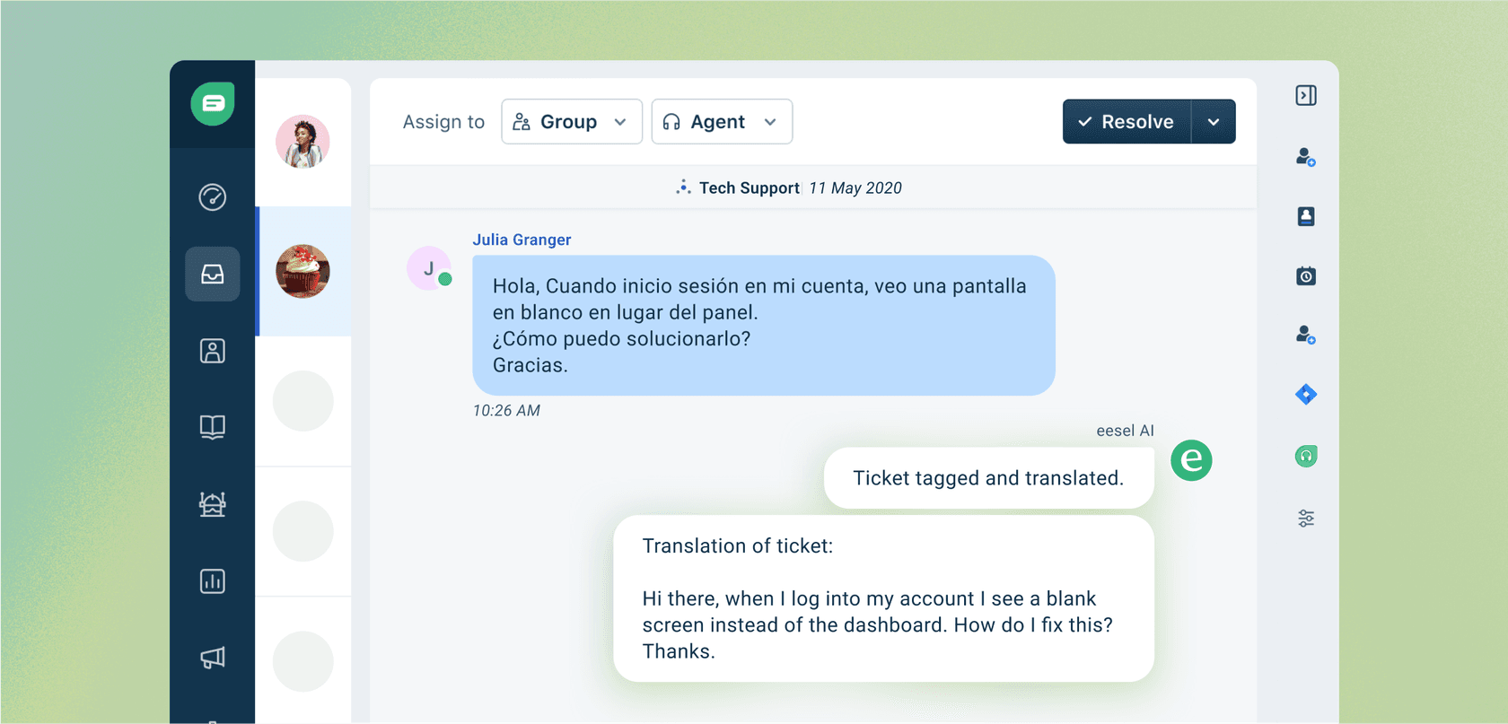AI-powered triage automatically categorizing a support ticket based on its content, showing the power of a Zendesk ChatGPT integration.