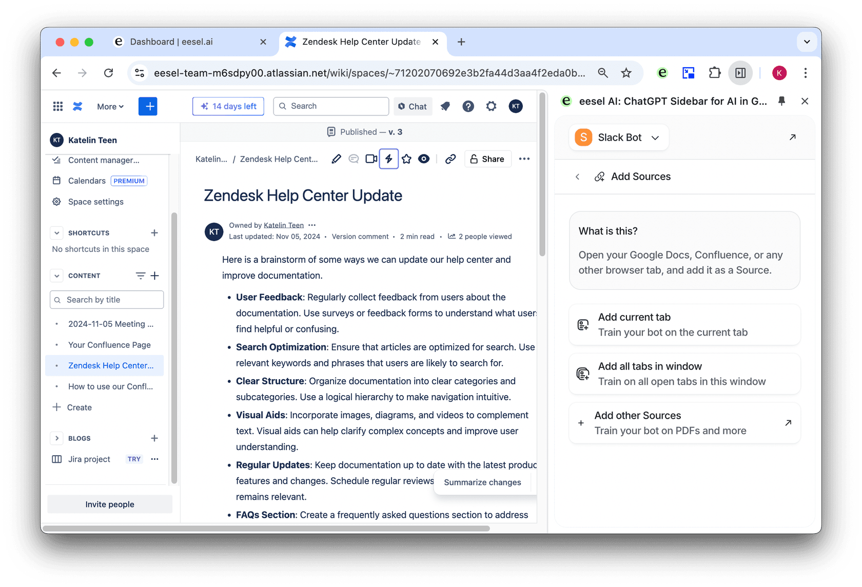 adding sources from confluence to ai extensions