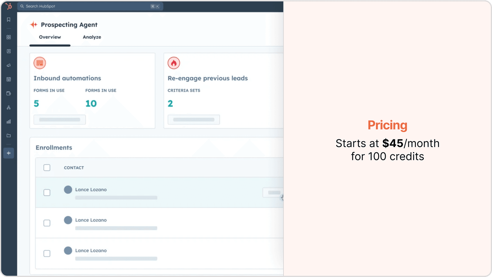 screenshot of hubspot breeze and pricing plans