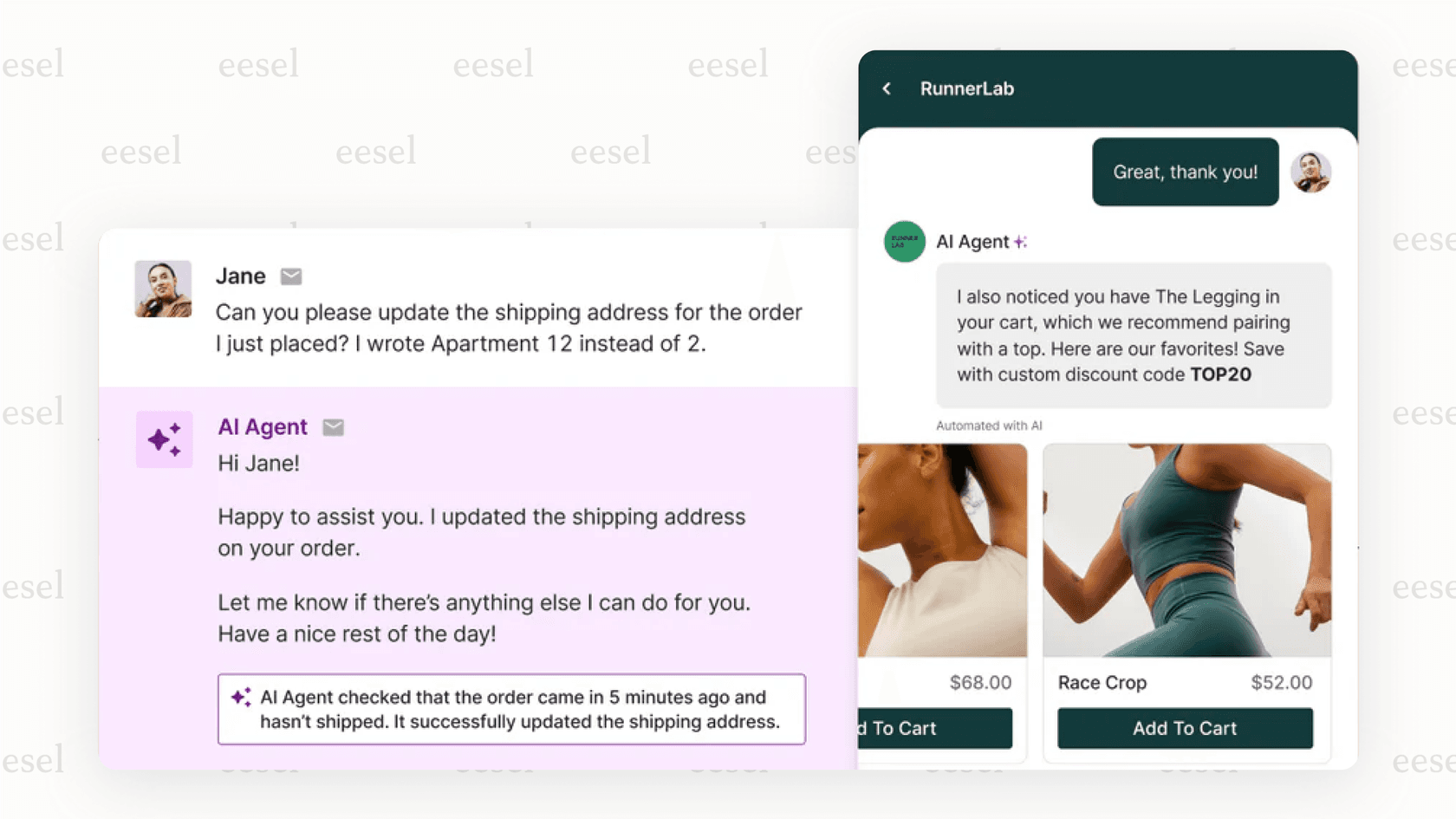 A view of the Gorgias AI chatbot integrating with Shopify.