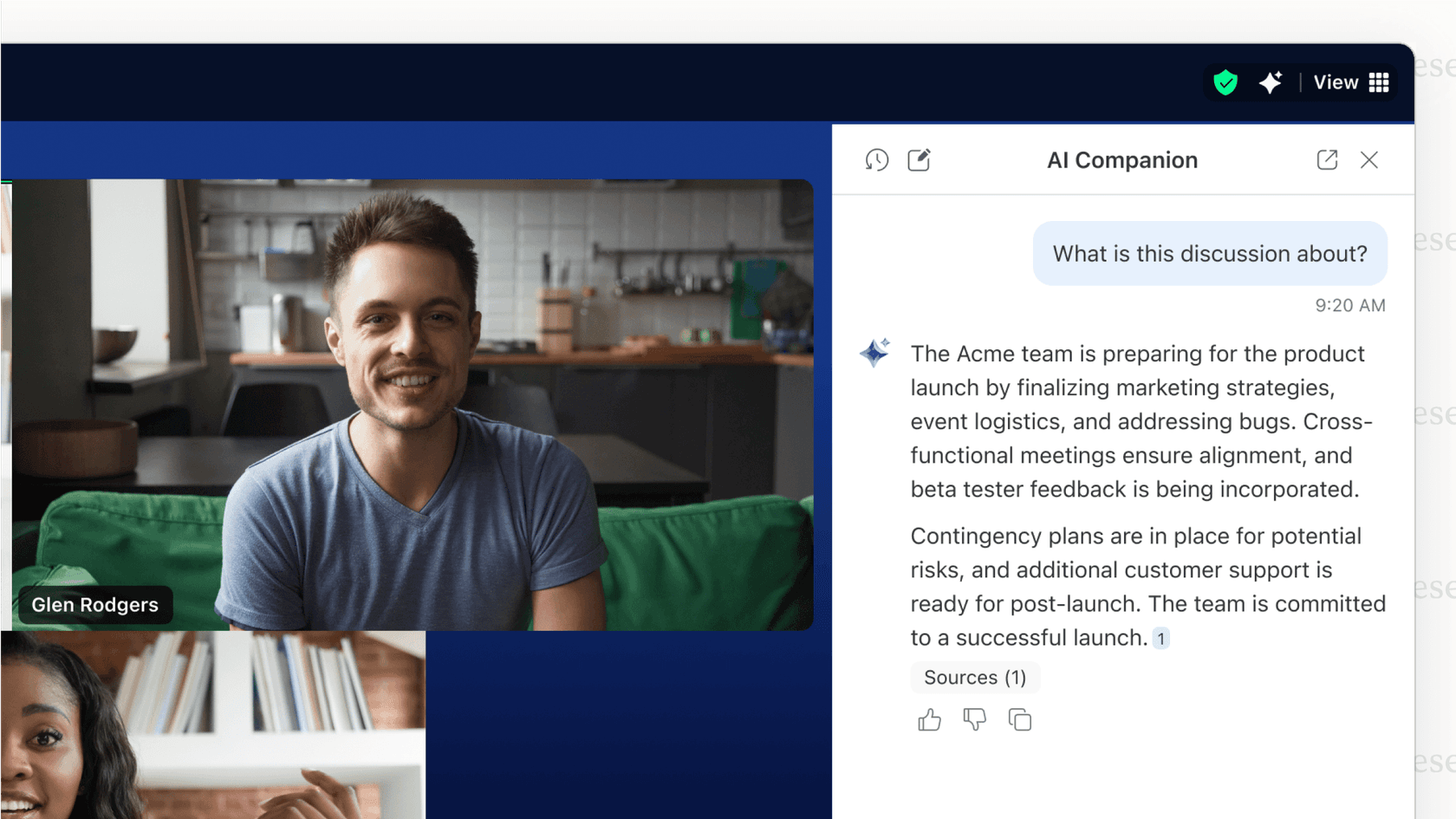 Using the in-meeting questions feature of the Zoom AI companion.