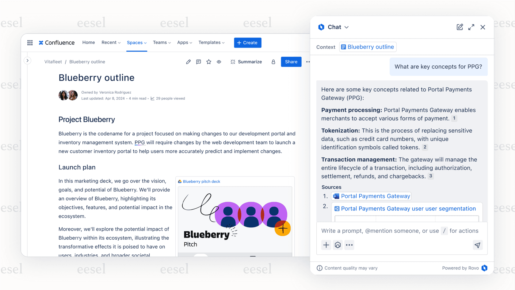 Rovo Chat, a key component of Atlassian AI, helps users find information and get summaries conversationally.