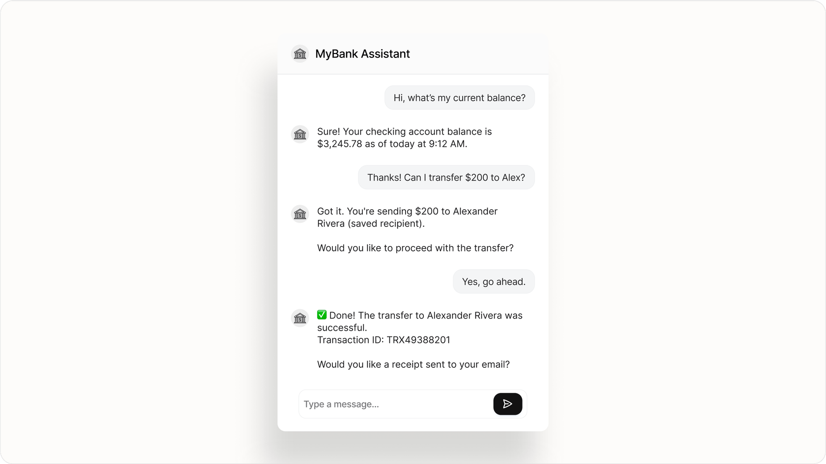 Instant customer support with AI in banking.
