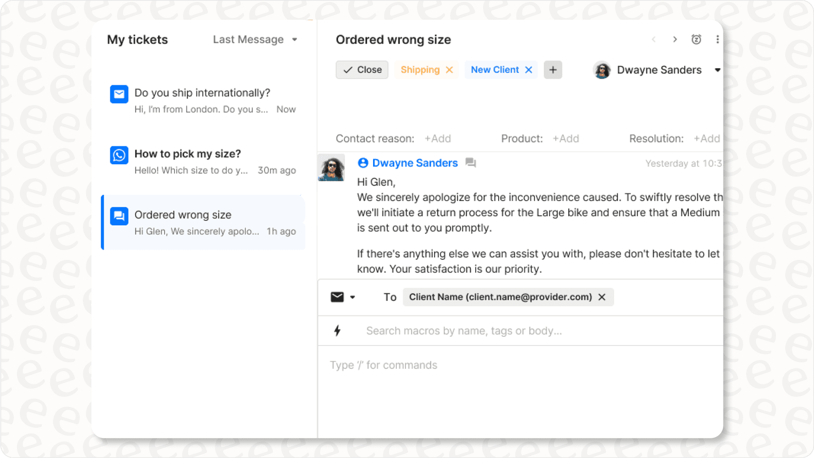 Zoho Desk dashboard for managing customer interactions.