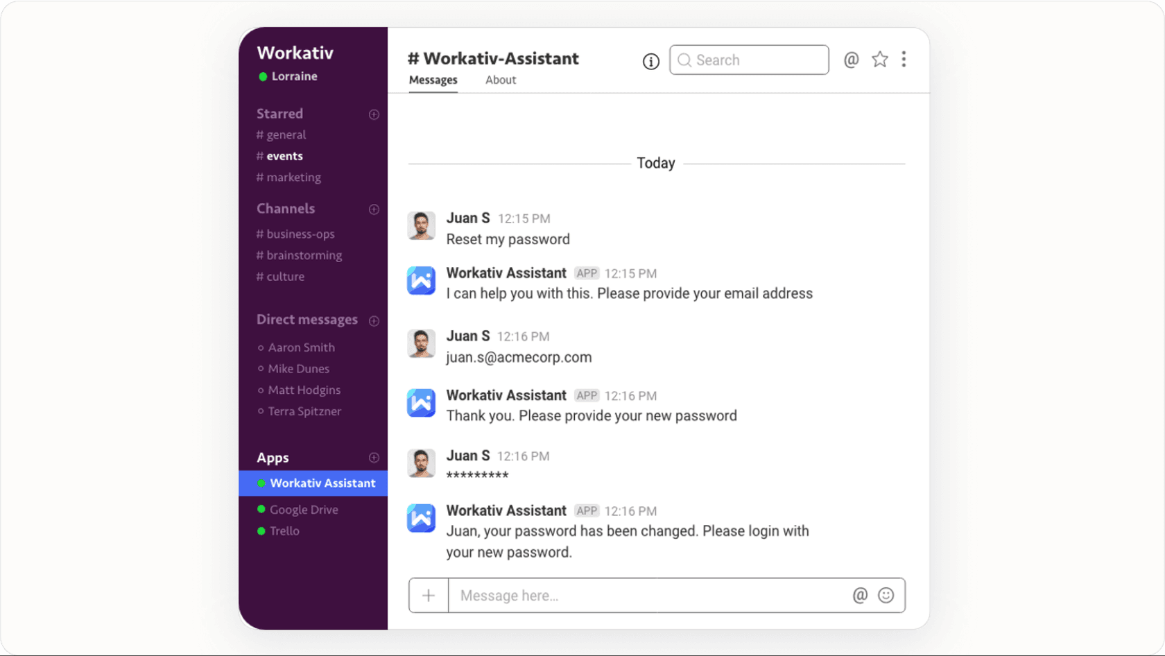 Internal IT help desk AI agent example.