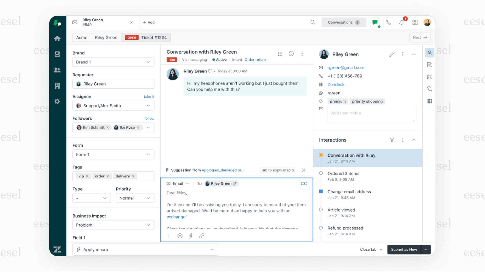 Zendesk AI automation settings in the agent workspace dashboard