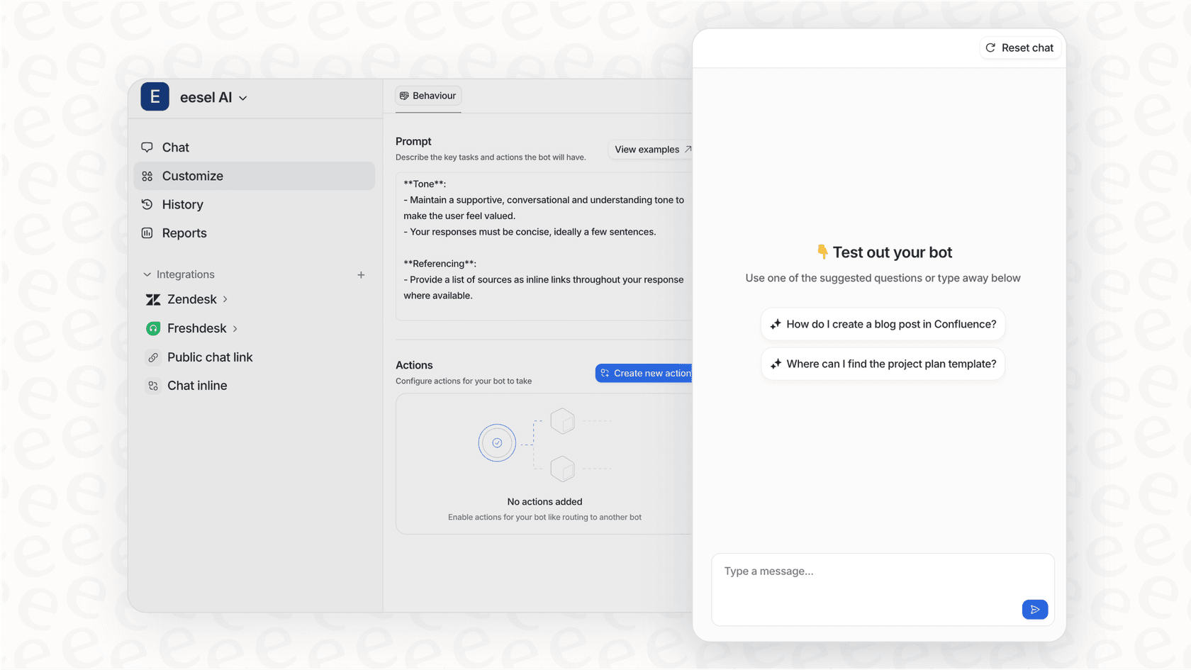 A screenshot of the eesel AI simulation report, showing key metrics like