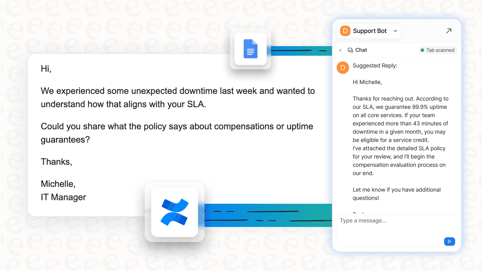 The eesel AI Copilot drafting a complete and accurate reply for a support agent directly inside their help desk, showcasing a key feature of these Grammarly alternatives.