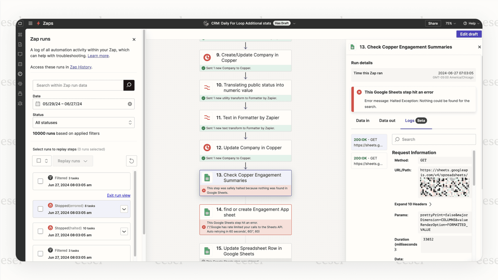 A screenshot of the Zapier interface, illustrating its classic