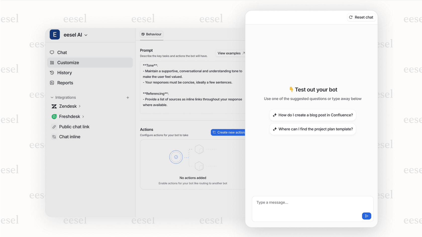 A screenshot of the eesel AI simulation report for automated workflows, displaying key metrics like "95% accuracy" and "8 hours saved per week" to build trust before launch.