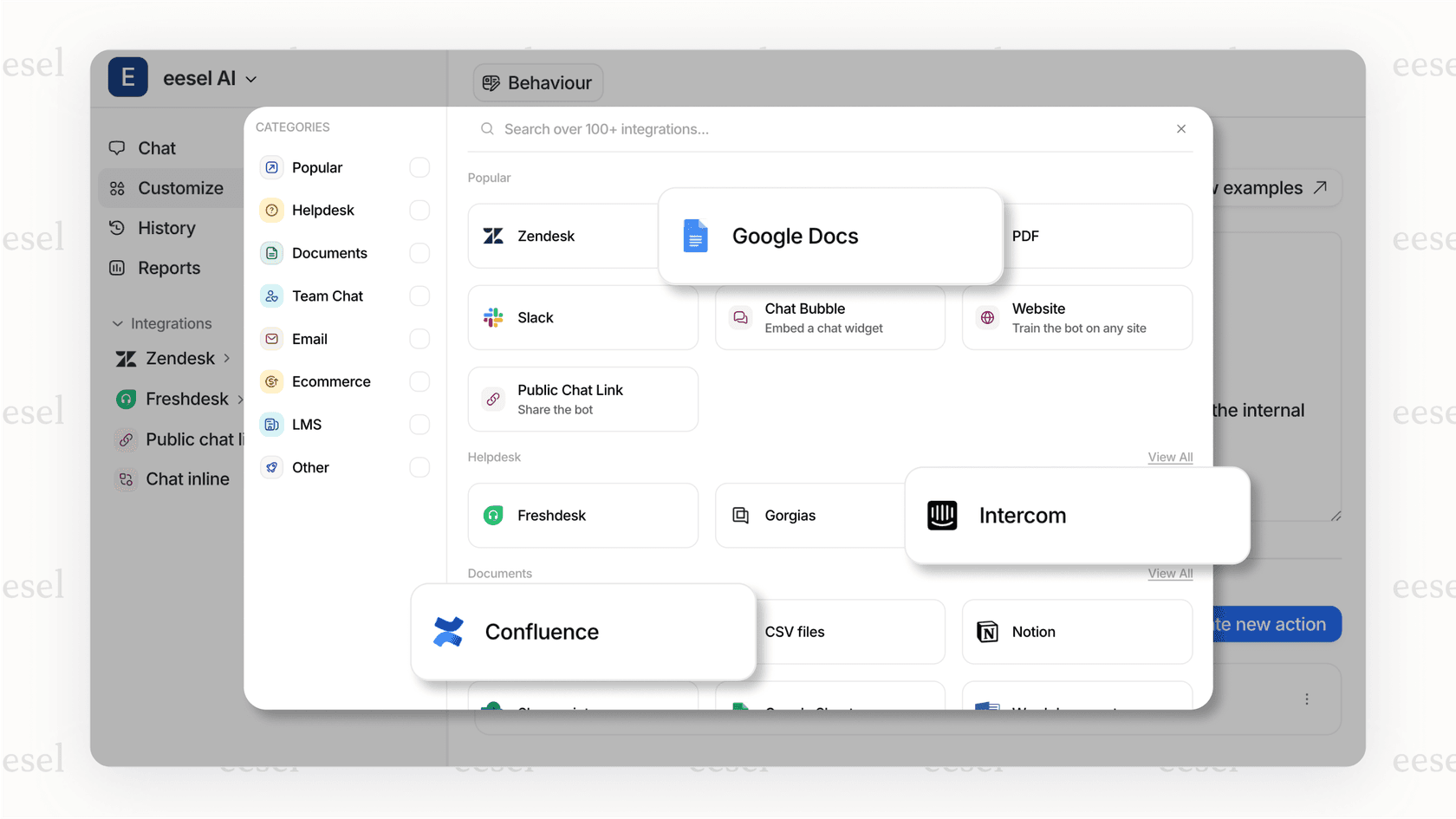 Screenshot of the eesel AI platform