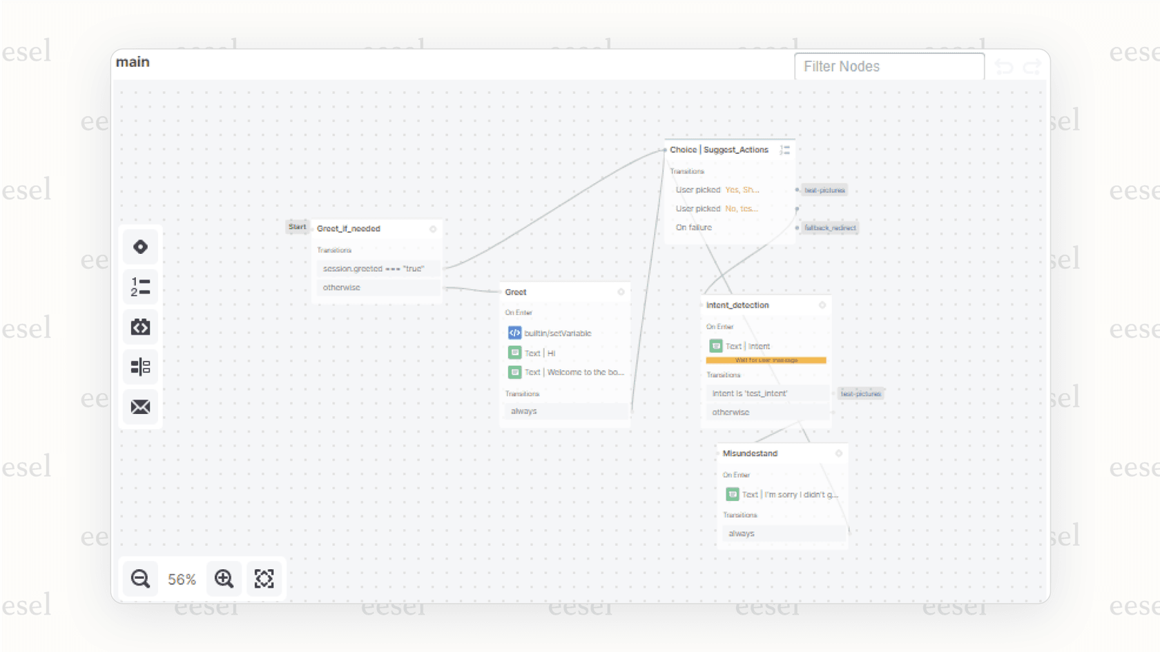 The Botpress studio for building a custom AI chatbot for website.