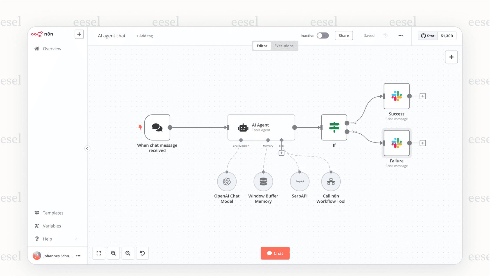 A look at the n8n workflow editor, which is central to setting up Discord integrations with n8n.