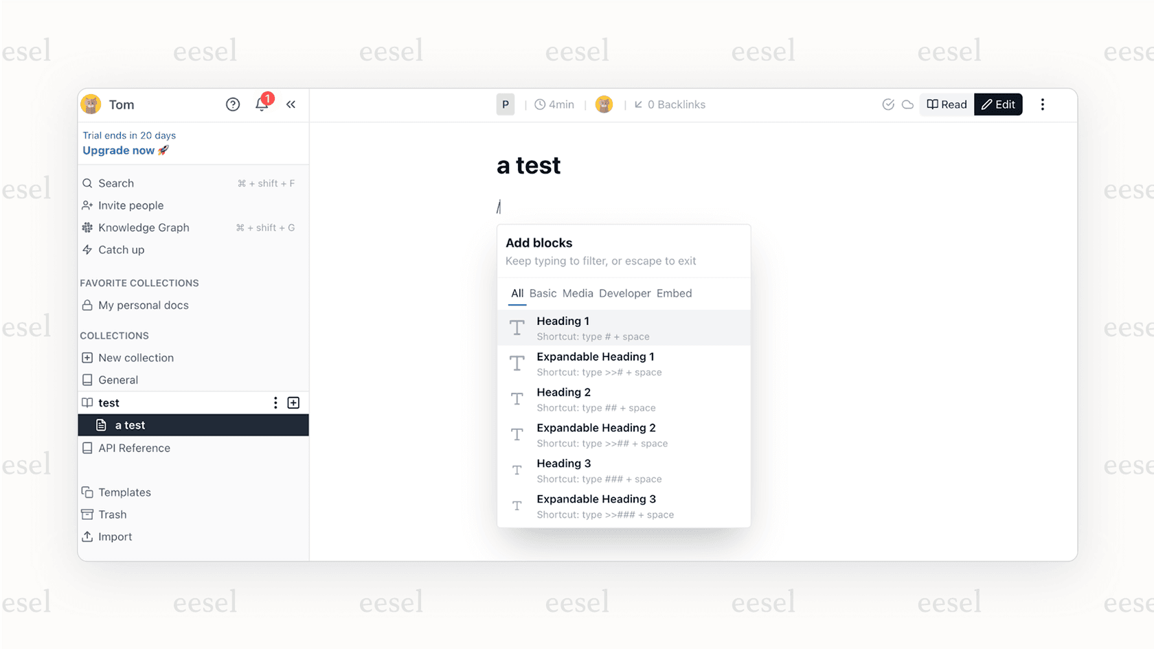 A screenshot of the Archbee editor, a technical GitBook alternative, showing an embedded system architecture diagram within a documentation page.
